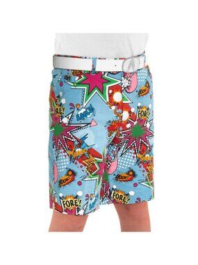Royal & Awesome Kids Golf Shorts Boys Blue Partoon Comic Book Loud Shorts Large
